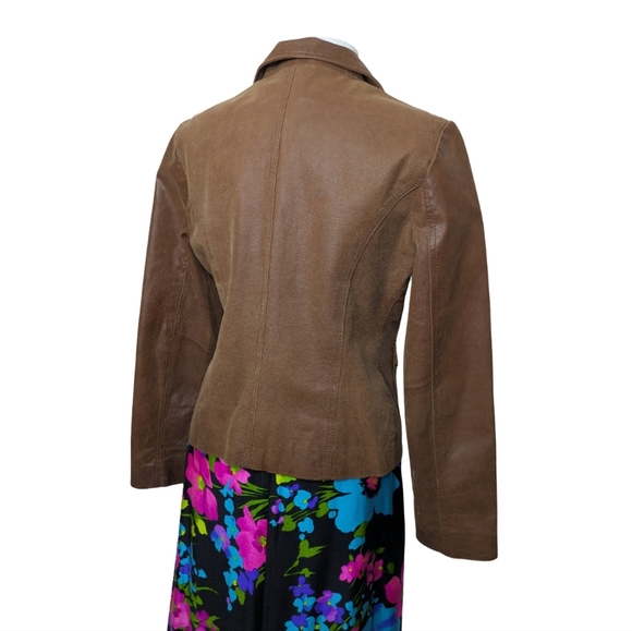 Fabric Life Leather Jacket Chestnut Brown Size S/M - Picture 9 of 15